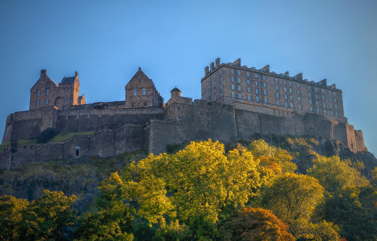 Edinburgh Castle in Scotland at golden hour