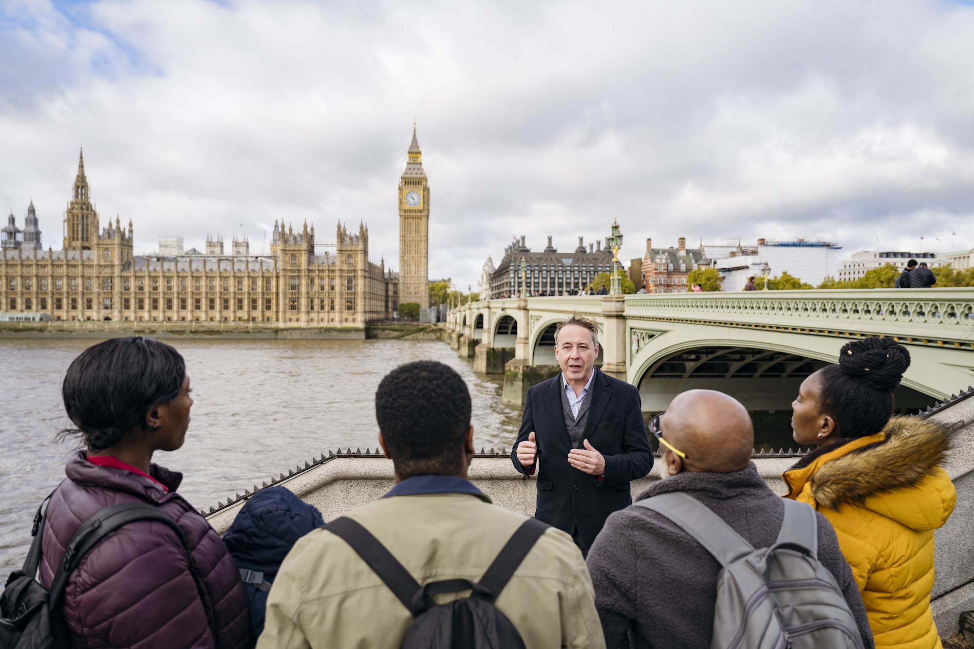 Guided vacation tour group exploring together